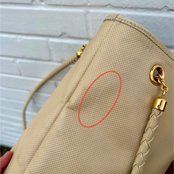 VTG Authentic Bottega Veneta Marco Polo Textured Leather Shoulder Bag, Cream EUC - Picture 11 of 16